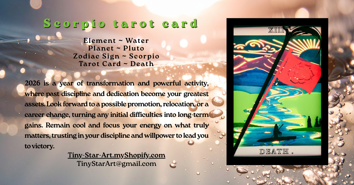DEATH Tarot SCORPIO astrology sign 3D Shadow Box