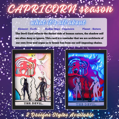 THE DEVIL Tarot CAPRICORN astrology sign 3D Shadow Box