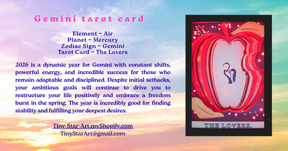 THE LOVERS Tarot GEMINI astrology sign 3D Shadow Box