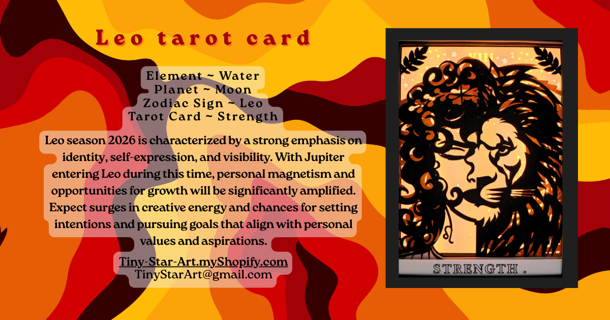STRENGTH Tarot LEO astrology sign 3D Shadow Box