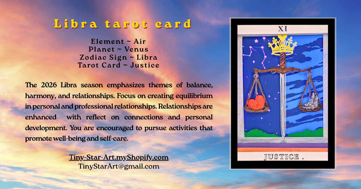 JUSTICE Tarot LIBRA astrology sign 3D Shadow Box