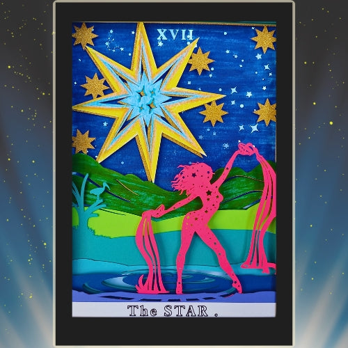 THE STAR Tarot AQUARIUS astrology sign 3D Shadow Box