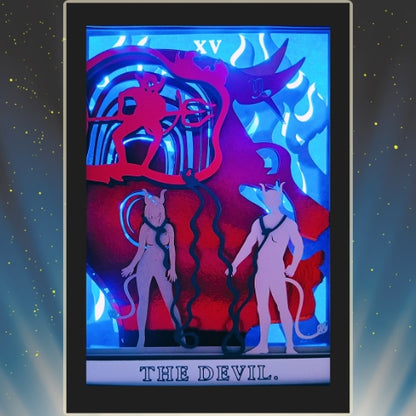 THE DEVIL Tarot CAPRICORN astrology sign 3D Shadow Box