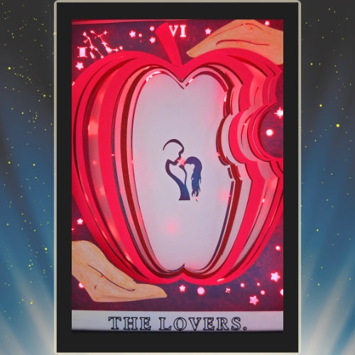 THE LOVERS Tarot GEMINI astrology sign 3D Shadow Box
