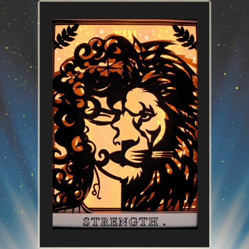 STRENGTH Tarot LEO astrology sign 3D Shadow Box