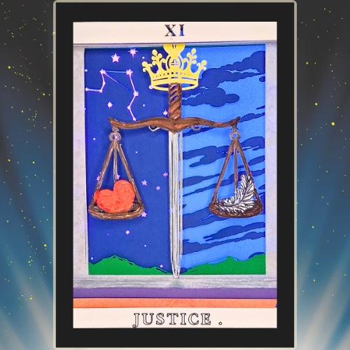 JUSTICE Tarot LIBRA astrology sign 3D Shadow Box