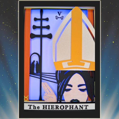 HIEROPHANT Tarot TAURUS astrology sign 3D Shadow Box