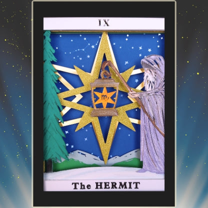 THE HERMIT Tarot VIRGO astrology sign 3D Shadow Box