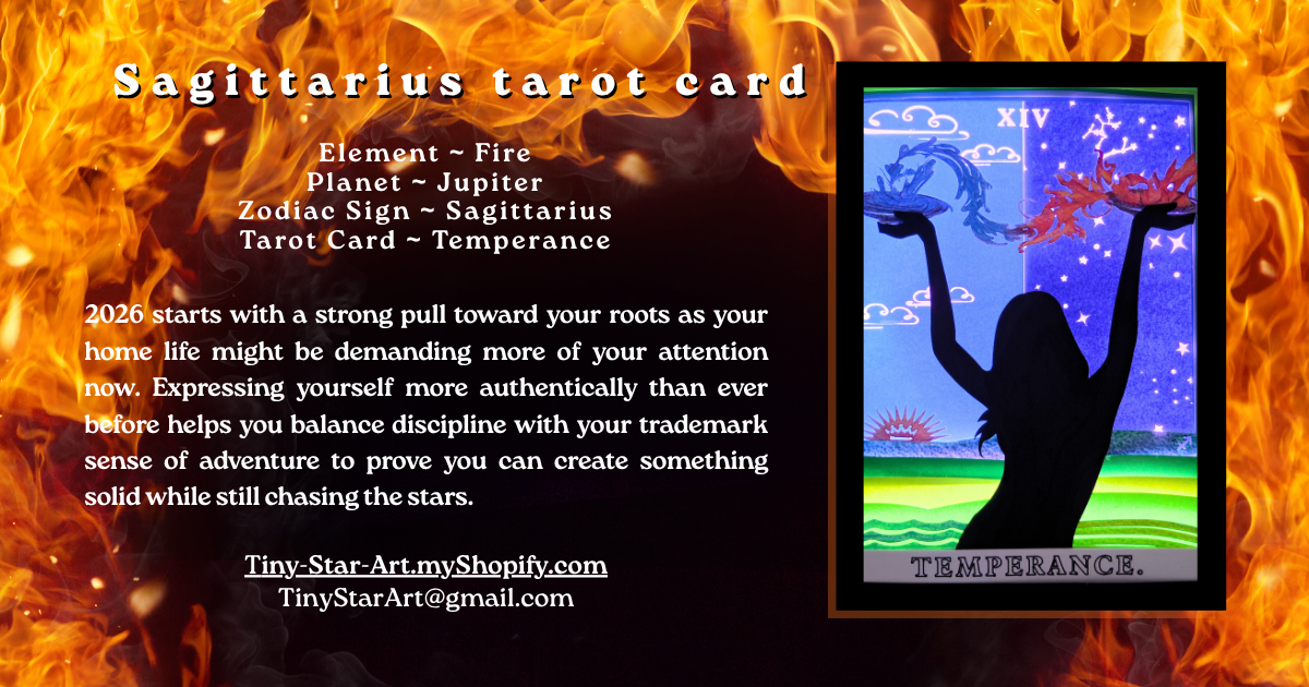 TEMPERANCE Tarot SAGITTARIUS astrology sign 3D Shadow Box