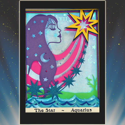 THE STAR Tarot AQUARIUS astrology sign 3D Shadow Box
