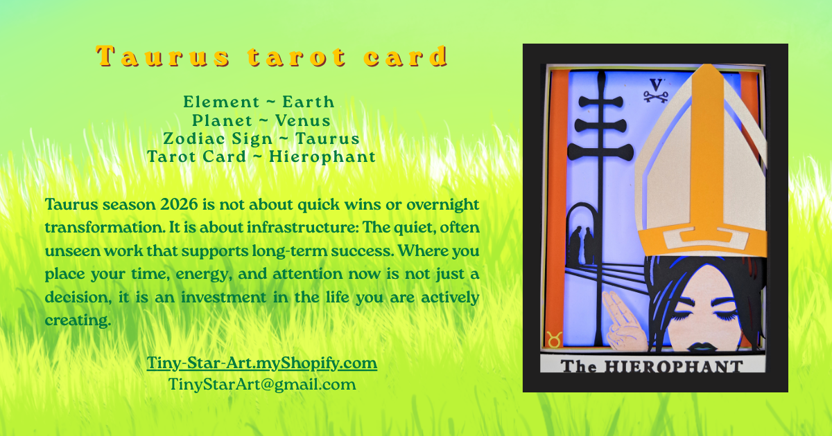 HIEROPHANT Tarot TAURUS astrology sign 3D Shadow Box