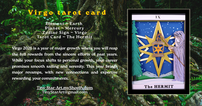 THE HERMIT Tarot VIRGO astrology sign 3D Shadow Box